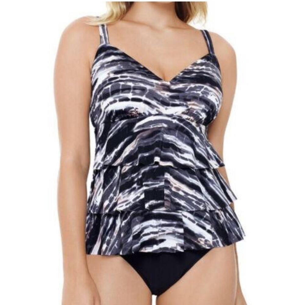 Swim Solutions Triple Tiered One-Piece Swimsuit - Picture 1 of 9